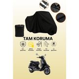 Dokaca Siyah Vespa Gts 250 Uyumlu Motor Branda, Koruyucu Örtü, Motosiklet Brandası - Siyah Arka Çanta ve Kilit Uyumsuz
