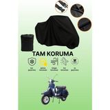 Dokaca Siyah Vespa Px 200 Uyumlu Motor Branda, Koruyucu Örtü, Motosiklet Brandası - Siyah Arka Çanta ve Kilit Uyumsuz