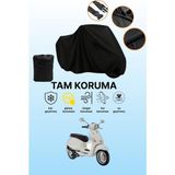 Dokaca Siyah Vespa Sprint S 50 Uyumlu Motor Branda, Koruyucu Örtü, Motosiklet Brandası - Siyah Arka Çanta ve Kilit Uyumsuz