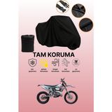 Dokaca Siyah Yuki Dirty Paws Z300 Uyumlu Motor Branda, Koruyucu Örtü, Motosiklet Brandası - Siyah Arka Çanta ve Kilit Uyumsuz