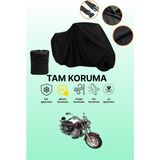 Dokaca Siyah Yuki YK250-4 Uyumlu Motor Branda, Koruyucu Örtü, Motosiklet Brandası - Siyah Arka Çanta ve Kilit Uyumsuz
