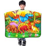 DOKKIA Berber Saç Kesme Pelerin Çocuk Çocuk Yürümeye Başlayan Erkek Kız Kuaför Salonu Şekillendirici Kumaş Önlük Boyun Silgi Fırçalı Elbise Yeşil Dino Dinozor Dünyası