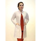 Doktor Hemşire Bayan Uzun Boy Hakim Yaka Beyaz Önlük