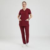 Doktor, Hemşire Forması Üst– Kadın, Bordo - Renkli