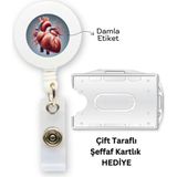 Doktorbonem Kalp Anatomisi Damla Etiket Yoyo Yaka Kartlığı Yatay Dikey Kart Koruyucu