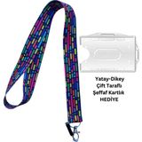 Doktorbonem Renkli Çizgiler Kart Askısı Yaka Kartı Telefon Askısı Yatay Dikey Kart Koruyucu - İp - Çok Renkli - 44