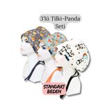doktorbonem Standart Beden 3lü Tilki Panda Seti Antrasit Tilki Turkuaz Tilki Panda Cerrahi Bone