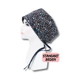 doktorbonem Standart Beden Lacivert Çıtır Çiçekler Cerrahi Bone Doktor Hemşire Sağlıkçı Hastane Bonesi