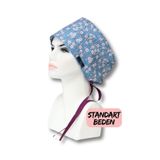 Doktorbonem Standart Beden Mavi Çiçek Bahçesi Cerrahi Bone Doktor Hemşire Sağlıkçı Hastane Bonesi