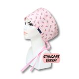 doktorbonem Standart Beden Toz Pembe Noktalı Güller Cerrahi Bone Doktor Hemşire Sağlıkçı Hastane Aşçı Bonesi