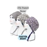doktorbonem Tesettür Beden 3lü Pastel Bone Gri Tek Renk Gri Çıtı Pıtı Mor Çıtı Pıtı Çiçekler Cerrahi Bone