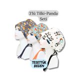 doktorbonem Tesettür Beden 3lü Tilki Panda Seti Antrasit Tilki Turkuaz Tilki Panda Cerrahi Bone