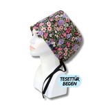 doktorbonem Tesettür Beden Büyük Çiçekler Lila Pembe Bone Doktor Hemşire Sağlıkçı Hastane Bonesi