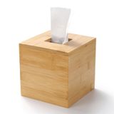 Doku Kutusu Kapağı, Kare Mendil Tutucu, Banyo, Yatak Odası, Yemek Masası, Ofis için Bambu Yüz Kağıdı Tutacağı (1 Paket, 14,5 x 14,5 x 14,5 cm)