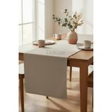 Dokuar Kadife Dokulu Premium Düz Polyester Masa Runner - Taş - 40 x 180 cm