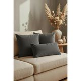 Dokuar Kadife Dokulu Premium Kiremit Düz Polyester Yastık Kırlent Kılıfı - 40 x 40 cm - Antrasit