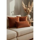 Dokuar Kadife Dokulu Premium Kiremit Düz Polyester Yastık Kırlent Kılıfı - 45 x 45 cm