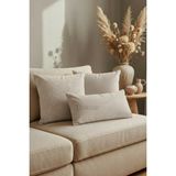 Dokuar Kadife Dokulu Premium Kiremit Düz Polyester Yastık Kırlent Kılıfı - 50 x 30 cm - Taş