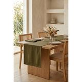 Dokuar Keten Dokulu Modern Düz Polyester Masa Runner - Yeşil - 40 x 140 cm