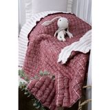 Dokubba Bebek Battaniyesi - 100*120 cm Dolgulu Bebek Battaniyesi - Pamuk - Natural - Bordo - 100 x 120 cm