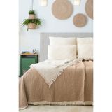 Dokubba Müslin Yatak Örtüsü - Battal Boy Pamuklu Muslin Pike Yatak Örtüsü - 4 Kat Müslin - (260×280) - Kahve - 260 x 280 cm