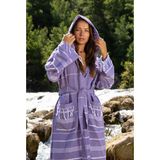 Dokubba Peştemal Bornoz - Pamuklu - Kapüşonlu - Sultan - 2XL - Mor