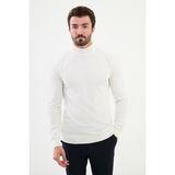 Dokulu Ekru Slim Fit Yarım Balıkçı Yaka Erkek Triko Kazak - XL