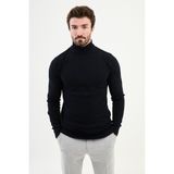 Dokulu Lacivert Slim Fit Yarım Balıkçı Yaka Erkek Triko Kazak - XL