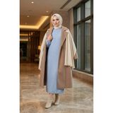 Dokulu Örme Kumaş Kışlık Elbise 2511-01 Mavi - 42 - 44