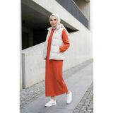 Dokulu Örme Kumaş Kışlık Elbise 2511-07 Oranj - 42 - 44