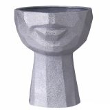 Dokulu Yarım Yüz Saksı Silver Büyük Boy