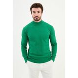 Dokulu Yeşil Slim Fit Yarım Balıkçı Yaka Erkek Triko Kazak - XL