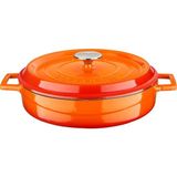 Döküm Çok Amaçlı Yayvan Tencere Döküm Demir Yekpare Kulplu Edition Serisi ÇAP(Ø)28CM. Turuncu