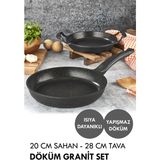 Döküm Granit 20 Cm Sahan Ve 28 Cm Tava Seti Döküm Granit Tava Sahan Seti