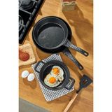 Döküm Granit 3 Parça Tava Sahan Seti, Siyah, 20-24-28CM - Seçenek 1 - Ahşap