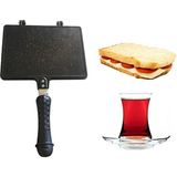 Döküm Granit Ocak Üstü El Tost Makinesi Tost Tavası Döküm Granit Kaplama