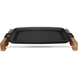 Döküm Grill Tepsi, Izgara Yüzeyli, Metal Kulplu, Ahşap Standlı, 31X42CM - standart