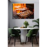 Döküm Izgara Üzerinde Kemikli Bir Dana Antrikot (Veya T-Bone) Steak Yatay Kanvas Tablo Tekli 3768