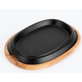 Döküm Oval Fajita Tabağı Kayın Servis Ahşabı Ölçü 26X19CM - Çok Renkli