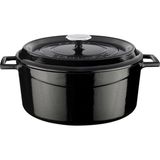Döküm Yuvarlak Tencere, Trendy, 28 Cm, 6.71 L Hacim, Siyah