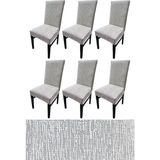 Dokuma Kumaş Likralı Esnek 6'lı Sandalye Kılıfı Kaliteli Streç Sandalye Örtüsü (6 Adet) (K - 0,6 x 19 x 29 cm