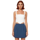 Dokuma Polyester Korse Bluz Fitted Kalıp Kolsuz Crop Şık Görünüm Seçkin Malzeme Konforlu Kesim_Ekru-38