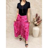 Dokuma Viskon Kumaş Desenli Şalvar Etek 38-42 - Pembe - Standart