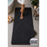 Dokumacıoğlu Bubble Antrasit Kaymaz Taban Makinede Yıkanabilir 70x120 50x60 Yumuşak Yüzeyli Şık Banyo Paspası