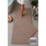 Dokumacıoğlu Bubble Kahve Kaymaz Taban Makinede Yıkanabilir 70x120 50x60 Yumuşak Yüzeyli Şık Banyo Paspası