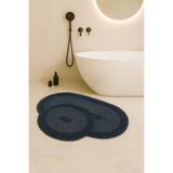 Dokumacıoğlu Macoroni Oval Antrasit 2'li Banyo Paspası Seti %100 Pamuklu Banyo Halısı Klozet Takımı