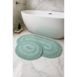 Dokumacıoğlu Macoroni Oval Mint 2'li Banyo Paspası Seti %100 Pamuklu Banyo Halısı Klozet Takımı