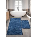 Dokumacıoğlu Nova Lacivert (80x150 + 50x80 cm) Büyük Ebat 2'li Banyo Halısı Paspas Seti Kaymaz Klozet Takımı