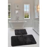 Dokumacıoğlu Relax Siyah 2'li Köşeli Banyo Paspası Seti (60x100 + 50x60 cm) Kaymaz Klozet Takımı