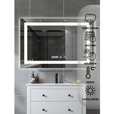 Dokunmatik Akıllı Ayna Buhar Tutmayan Hd 3 Renk Ledli Banyo Aynası Dekoratif Ofis Duvar Lavabo Aynası 50x70 cm Renksiz